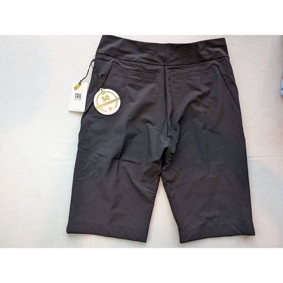 Tail Golf Shorts Womens Size 6  Zip Pockets Black Bermuda 11" UPF50 Pull On NEW - Picture 2 of 2